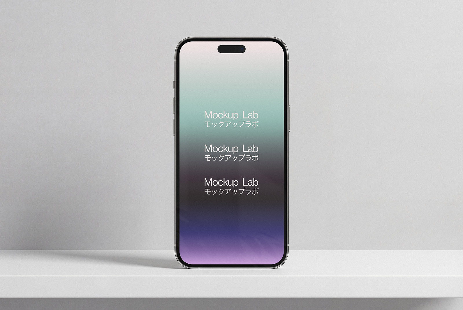 Front view of the iPhone 08ML mockup displaying a vibrant app interface.